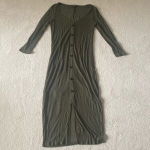 Express Olive 3/4 Sleeve Maxi Dress